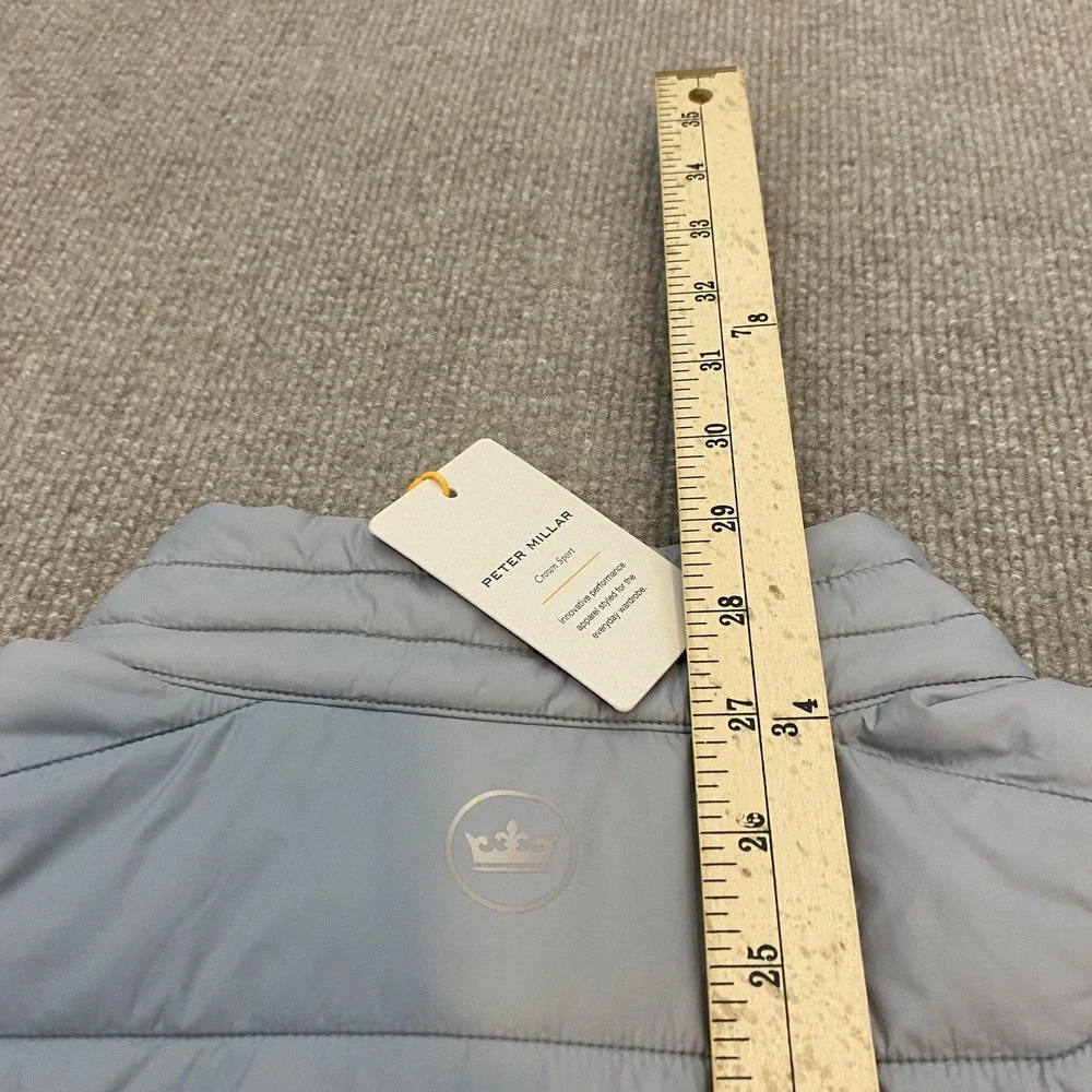Peter Millar Vest Mens Large Gray Apex Puffer Full Zip Golf Dawson Oil Logo